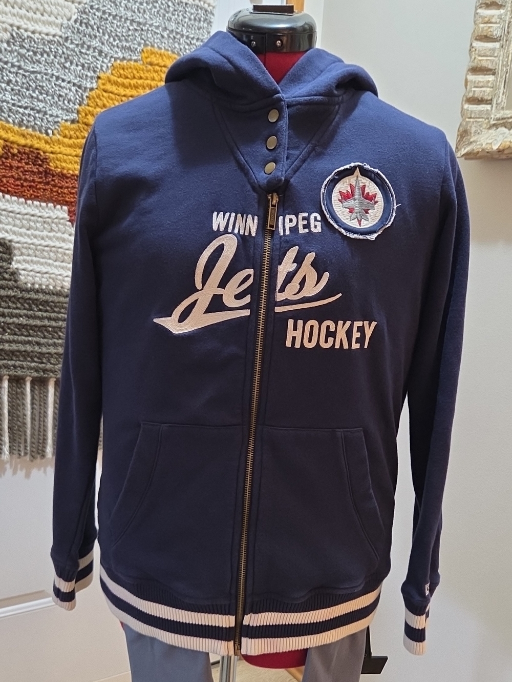 CCM Navy Winnipeg Jets Hoodie with White Script